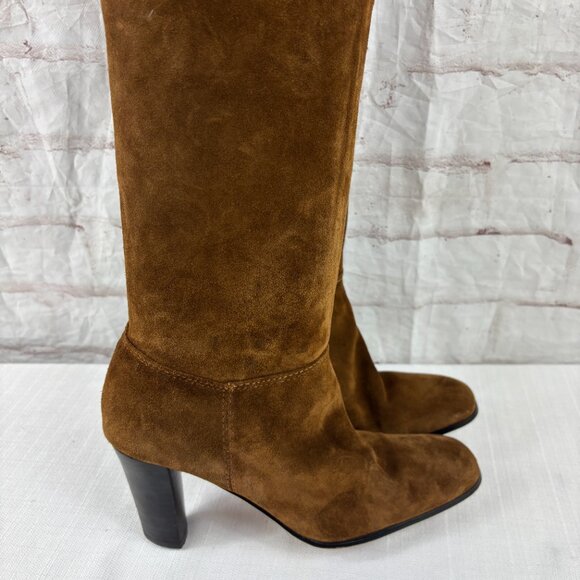 Naturalizer Women's 6.5 Brown Suede Leather Over-the-knee Heel Riding Boots - Picture 5 of 13